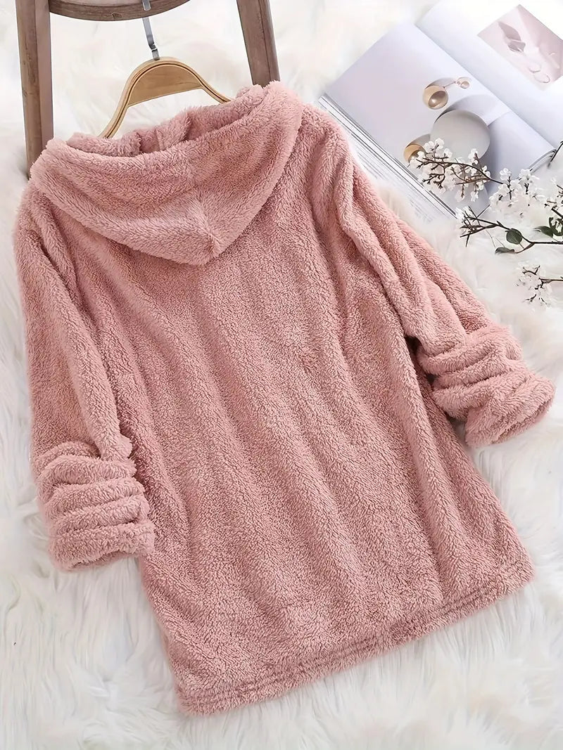 Fleece Solid Long Sleeve Hoodies Sweatshirt